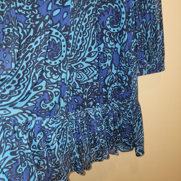 Anthropologie Blue A-line pullover v-neck dress size medium - Picture 3 of 7